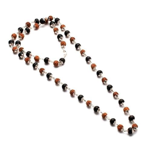 Divya Raksha Rudraksha & Karungali Malai | Original 54 Beads Ebony Wood Rudraksha Mala with Silver caps | Spiritual Protection, Wisdom & Positivity | Gift for Men & Women