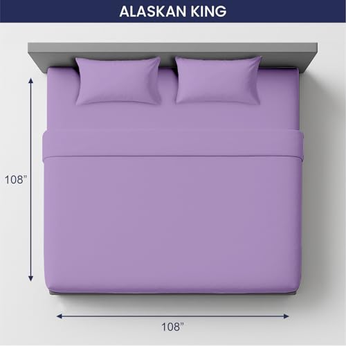 Image of SGI bedding 108 inch W x 108 inch L 4Pc Alaskan King Sheet Set 100% Egyptian Cotton - 600 Thread Count, Fits 18 inch Deep Pocket - Soft Breathable Oversized Sheets, for Extra Large Beds - Lilac