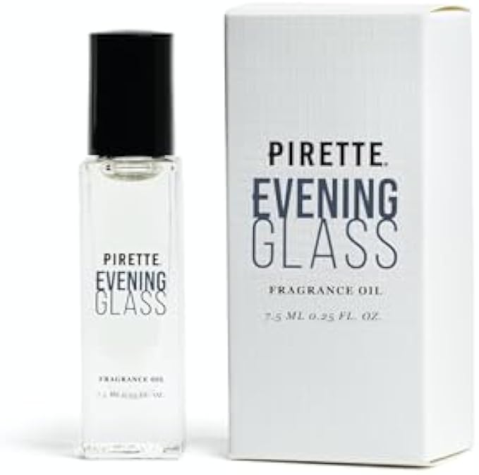 PIRETTE Mini Evening Glass Fragrance Oil, Women’s Beach Inspired Perfume Oil, Notes of Seductive Dark Coconut, Warm Wood & Smoky Vanilla, 0.25 Fl Oz