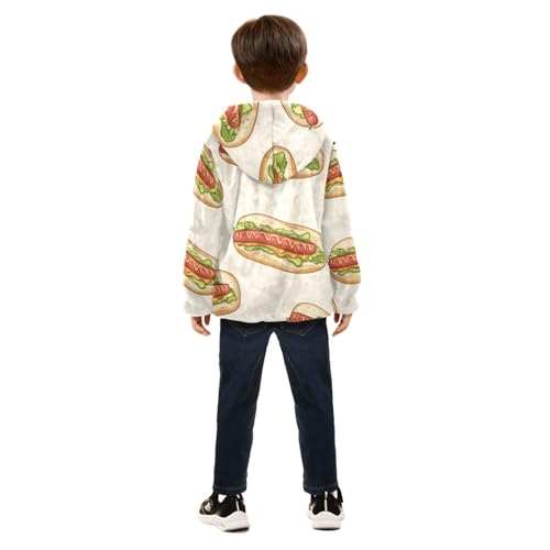 Hot Dog Girls Fleece Jacket Girls Fall Jacket Girls Zip Up Hoodie Girls Sherpa Jacket 2-10T4