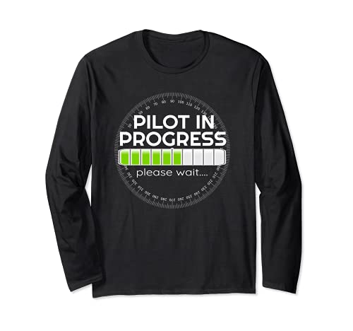 T-shirt Pilot In Progress Funny Future Pilot Gift Tees manga comprida, Preto, S