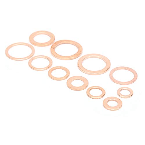 Miniatura 9 de Juego surtido de 300 piezas de arandelas metálicas planas de cobre rojo M5-M16