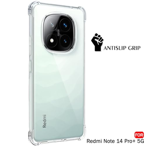 Image of TheGiftKart Crystal Clear Back Cover Case for Mi Redmi Note 14 Pro Plus 5G | Shockproof Soft TPU Case | Cushioned Edges for Ultimate Protection Back Cover Case (TPU, Transparent)