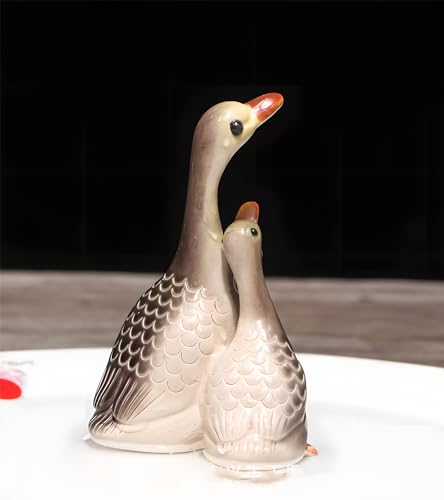Hormsdar Hand-Made Color Changing Swan Tea Pet Funny Cute Purple Clay Statue Kung Fu Tea Tray Decor Tea Lover's Gift Home Office Desk Feng Shui Ornament
