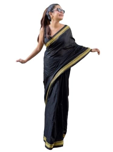 EMPYRAWomen's Designer Cotton Indian Handloom Khadi Ethnic Saree With Tassels Unstitched Blouse Piece Festival Wear