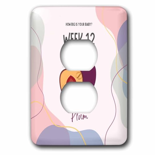 3dRose Image of Plum how big is your baby week 12 - Light Switch Covers (lsp-388464-6)