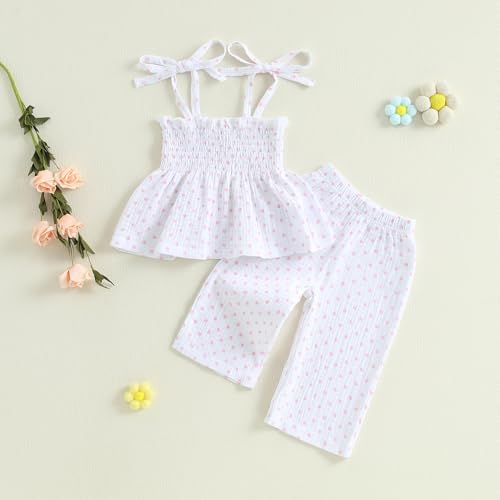 Image of Thorn Tree Toddler Girl Clothes Plaid Printed Sleeveless Pleated Camisole Linen Pants Set Baby Summer Outfits