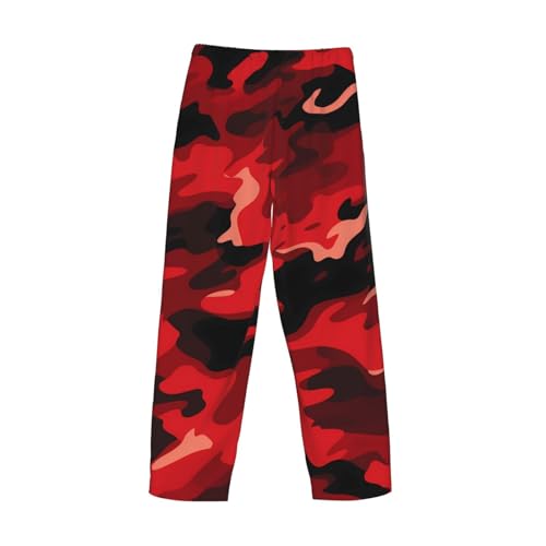 Red Gray Camo Graphic Print Men's Relaxed Fit Pajama Pants with Thoughtful Details and Plush Pockets 5