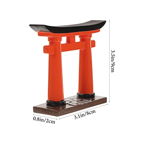 Image of STOBOK Japanese Torii Gate Miniature Shrine Fairy Gardens Decor Zen Garden Japan Torii Gate Prop Altar Shelf Bridge Landscape Ornament for Aquarium Fish Tank Decor