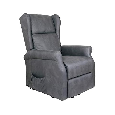 Sillón relax CRIBEL Bergere Arlette D Gris Nabuk con movimiento reclinable y elevación contemporánea Cover