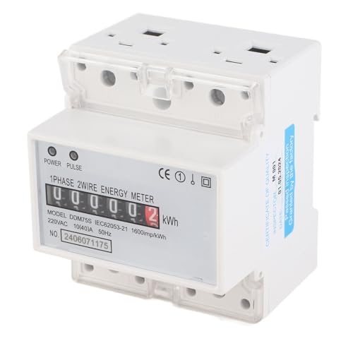 Energy Meter, DDM75S Single Phase 4P LED Din Rail Energy Meter, Power Consumption Meter 10-40A KWh Meter with Passive Pulse Output