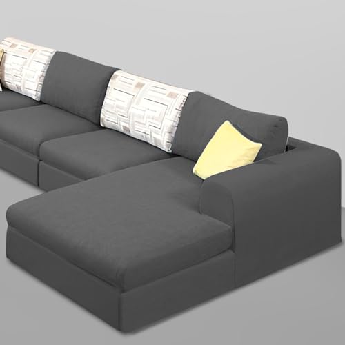 Image of Koza RHS 6 Seater L Shape Sofa Set for Living Room (Black Fabric) Premium Fabric Sofa