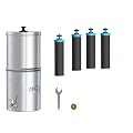 [Alkaline] Waterdrop Gravity-fed Water Filter System, Increase PH, Reduces Lead and up to 99% of Chlorine, with 4 Black Carbon Filters and Metal Spigot, King Tank Series, 2.25G
