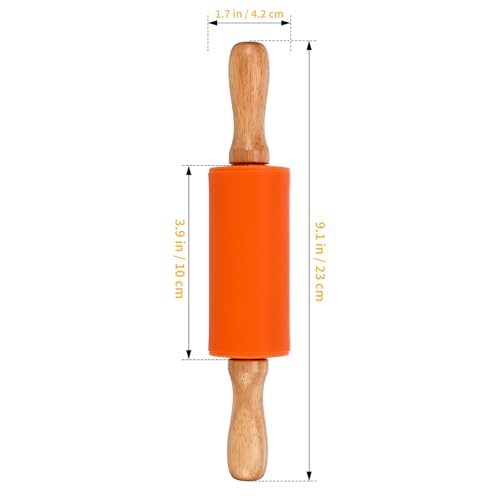 FUNOMOCYA 4pcs Silicone Rolling Pin for Boy Girl Non-Stick Dough Roller Red Blue Baking Accessories Non Stick Kids with Wooden Handle for Kitchen Dough Cookie Pastry Fondant Cake Pizza Cookie - Image 4