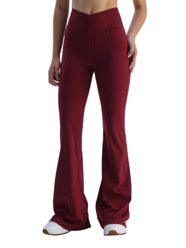 Image of CAVA Extra Tall Hourglass Flared Leggings for Women | V Waistband, Anti Camel Toe Design, Extra Tall Fit, Flared Bottoms, Deep Pockets, Sculpting Stretch Fabric