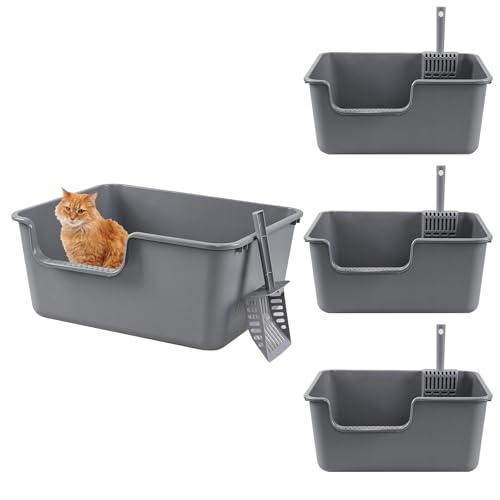 Caja de Arena para Gatos 4-Pack con Laterales Altos Gris miniatura 6