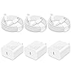 i Phone Charger Fast Charging-20W USB-C Block with 6 Ft Cord [MFi Certified] Compatible with i Phone 14/13/12/11/X Series, i Pad & More [3 Pack]