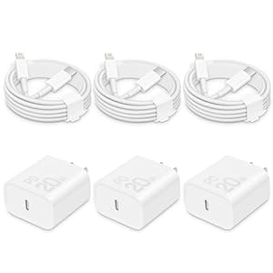 i Phone Charger Fast Charging-20W USB-C Block with 6 Ft Cord [MFi Certified] Compatible with IP 14/13/12/11/X Series, i Pad & More [3 Pack]