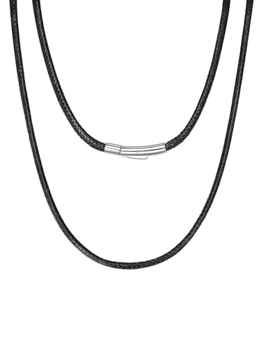 Richsteel Halskette Lederkette Herren Lederhalsband Männer mit Verschluss