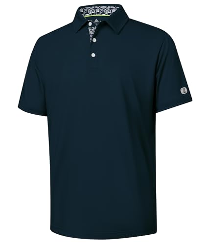 Image of ZITY Golf Shirts for Men Short Sleeve Moisture Wicking Solid Performance Designed Print Collared Casual Polo Shirt