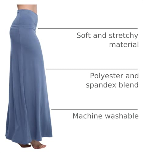 Image of Urban CoCo Women's Stylish Spandex Comfy Fold-Over Flare Long Maxi Skirt