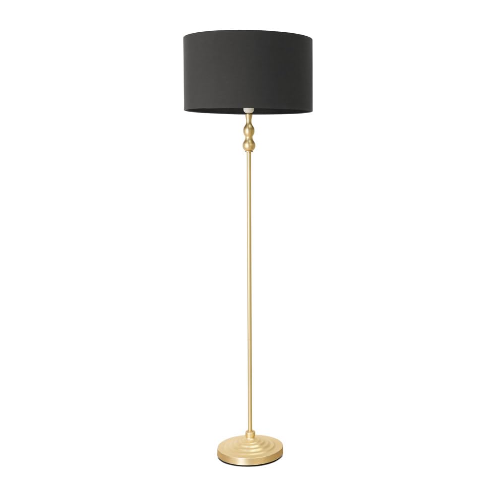 Valuelights Maggie Gold Metal Candlestick Floor Lamp With Charcoal Fabric Lamp Shade And Led Bulb from B&Q