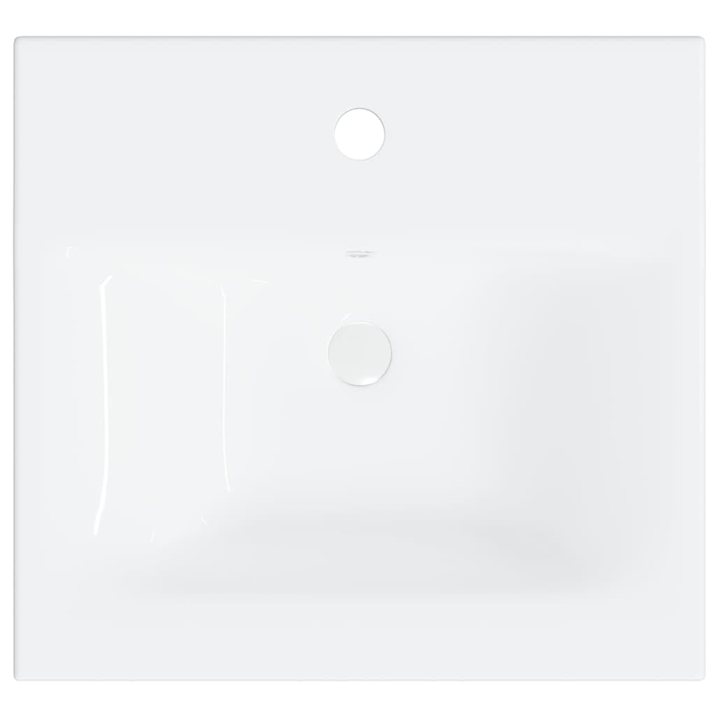 Lavabo de baño empotrado con grifo 42 cm cerámica blanca 02_0002795