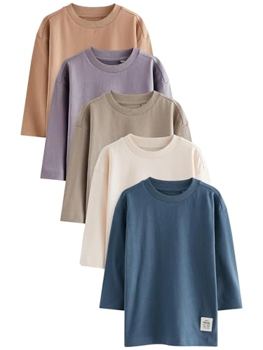 Tre T-shirt tinta unita NEXT Ragazzo Confezione da 5 T-Shirt Tinta Unita a Maniche Lunghe in 100% Cotone Multi 3 Anni