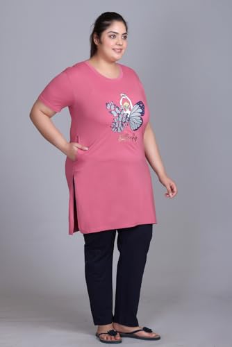 Image of In Love Women's Plus Size Graphic Printed Cotton Night Suit Set Short Sleeve