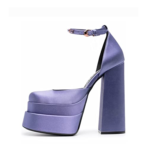 Keleimusi KE7711-PERI-36 Sexy Platform Heels For Women Silk Satin Chunky Pumps Strap Y2K Fashion Heeled Sandals cover