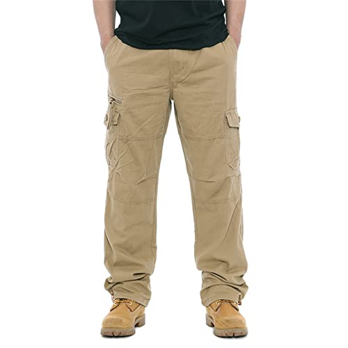 Cicilin Calça cargo masculina de algodão, para trabalho, acampamento, caminhada, vários bolsos, pern