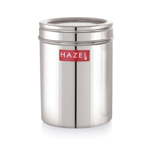 Image of HAZEL Stainless Steel Kitchen Container with Transparent Lid | Top See Through Kitchen Container Set with Matt Finish | Multipurpose Container for Kitchen Storage, 1500 ML