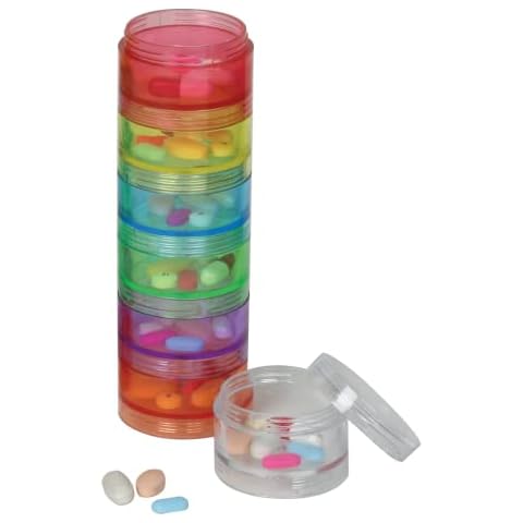 EZY DOSE OTC 7-Day Stackable Pill Reminder, Multi Day Pill Organizer, Medium Assorted Colors Cover