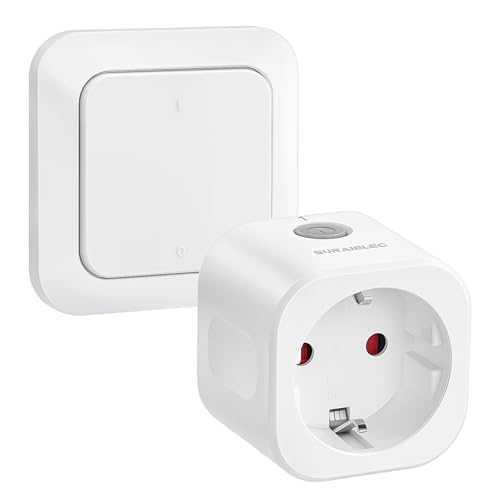 SURAIELEC Funksteckdose mit Fernbedienung, 16A 3680W Funksteckdosen Set für Innenbereich, Kabelloser Funk-Wandschalter zum bequemen Ein/Aus-Schalten von Lampen und Geräten, CE & RoHS Zertifiziert