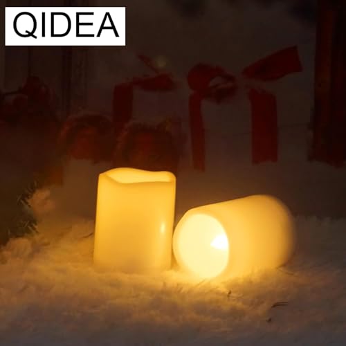 Image of QIDEA 3 inchX3 inch 4 Pack LED Outdoor Candles Battery Operated Waterproof Candles