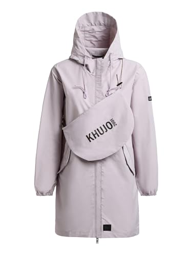 khujo Ameti Veste mi-saison longue ultra légère pour femme avec fermeture éclair à double sens et sac à bandoulière Ameti XS à XXL, Raindrops Lilac, XXL – vue 9