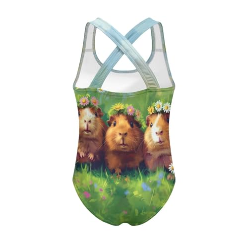 Image of Girls One Piece Swimsuits Summer Quick Dry Crewneck Beach Bathing Suit Cross Shoulder Strap Swimwear 5-14 Years