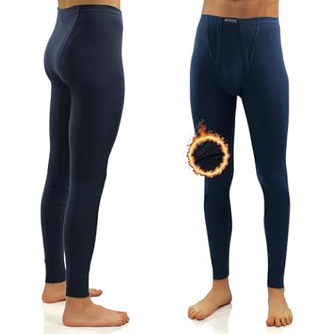 sesto senso Caleçon Long Coton 100% Pantalon sous-Vêtements Bas Thermique Homme M Bleu Foncé Cover