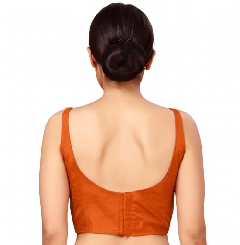 Image of Studio Shringaar Women's Polyester Sleeveless Satin Padded Saree Blouse