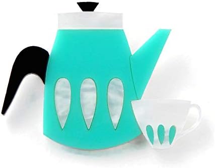 Vintage Style Aqua Coffee Pot Brooch, Retro 1950s Mid Century Modern Teapot Brooch Pin