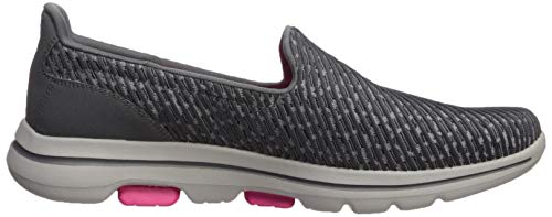 Skechers Go Walk 5 Miracle Sapatilha Feminino, 37, Cinza Escuro/ Rosa Choque