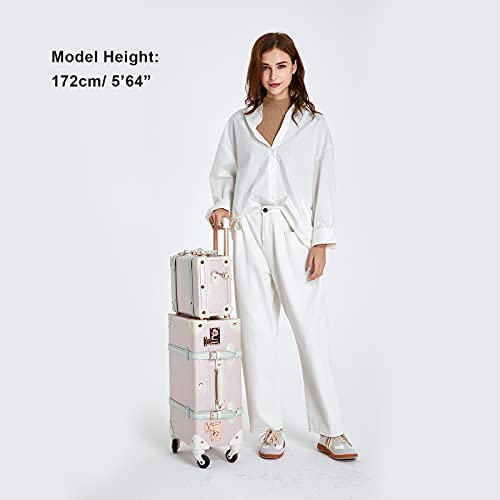 Cotrunkage Vintage Designer Luggage Set, Women's Cute Blue Carry On Luggage 22X13X7.5 Airline Approved, 13" Mini Makeup Organizer Case With Lock, Sky Blue #TOP5