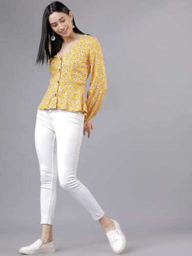 Image of rytras Women's Floral Printed Rayon Regular Fit Top