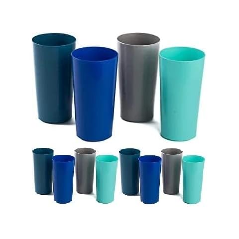 Klickpick Home 28 Ounce - 12 Piece Premium Quality Plastic Beverage Tumblers Reusable Cups Dishwasher Safe BPAFree In 4 Coastal Colours Cover