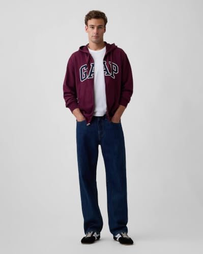 Image of Men's Graphic Zip-Front Hooded Sweatshirt, Burgandy, s