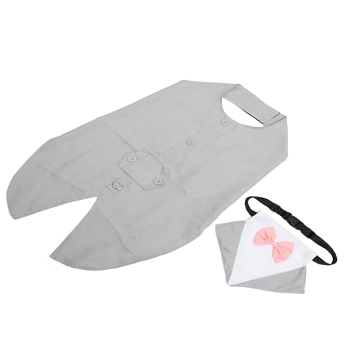 Disfraz de perro esmoquin para boda con pañuelo gris, talla M