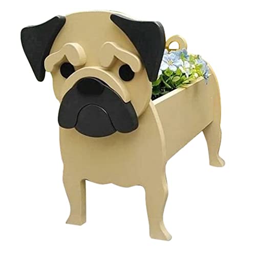 KXW Hunde Blumentopf, Hund Pflanzer Blumentöpfe, Pflanztopf Gartendekoration, Blumentopf Hund, Hunde-Blumentöpfe für Garten, Büro, Wohnkultur Geschenk, Mops-Gelb Cover