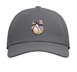 American Baseball Coquette Bow Patriotic 4th of July Adjustable Printed Baseball Hat, Slate Grey