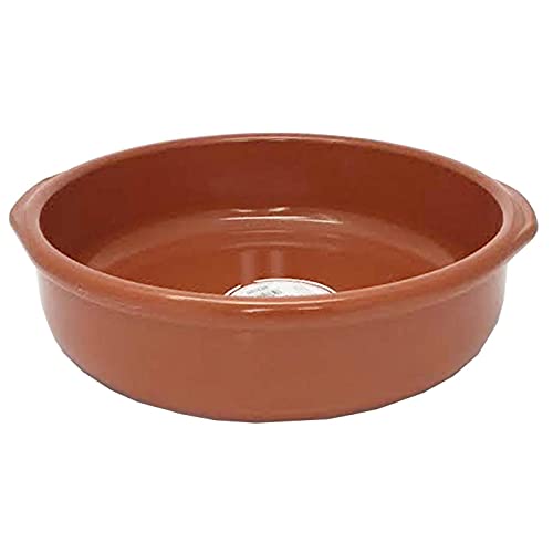 Acan Tradineur - Cazuela Redonda de Barro - Apta para vitro y Horno - Ideal para guisos y asados caseros –Ø 30 cm
