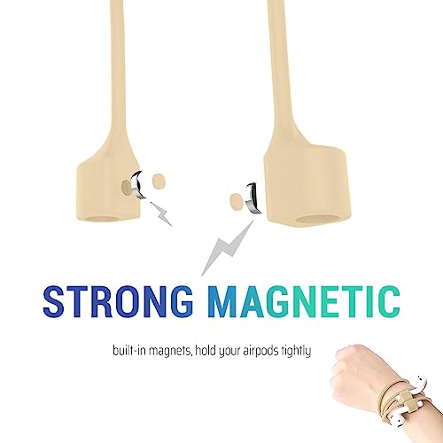 Image of LIRAMARK Magnetic Anti-Lost Strap Silicone Rope Wire Cable Connector String for AirPods Pro /Aipods Pro 2 / Airpods 1,2&3 / Earbuds (Cream)